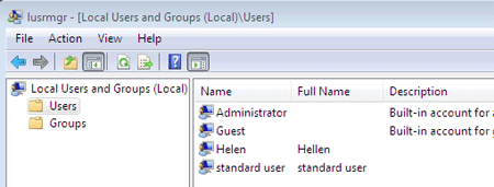 local users and groups